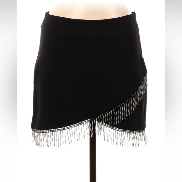 Zara NWT Black Bling Mini Skirt M - Picture 7 of 11